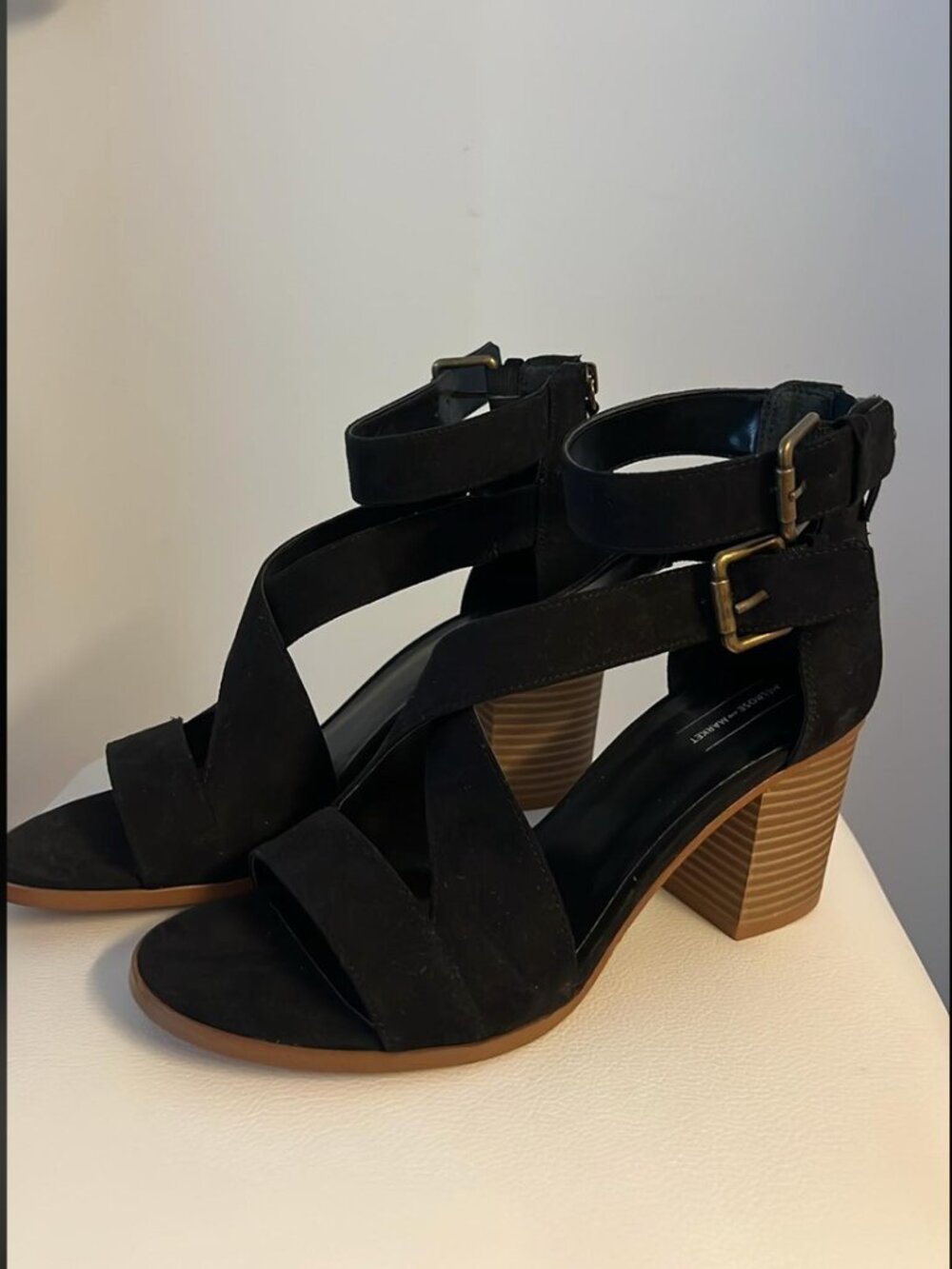 New Criss-Cross Strappy Faux Suede Heels